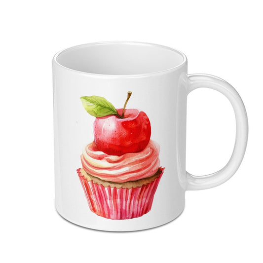 Apple Cupcake Mug, Watercolor Mug, Sweet Treat Coffee Mug, Dessert Lover Gift, Cute Mug, Unique Mug, Foodie Gift, Apple Art - Tawshia