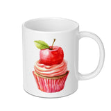 Apple Cupcake Mug, Watercolor Mug, Sweet Treat Coffee Mug, Dessert Lover Gift, Cute Mug, Unique Mug, Foodie Gift, Apple Art - Tawshia