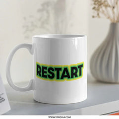 Restart Mug, Motivation Gift, Refresh, New Beginnings, Daily Use Mug, Coffee Lover Gift, Office Mug, Gift for Him, Gift for Her - Tawshia