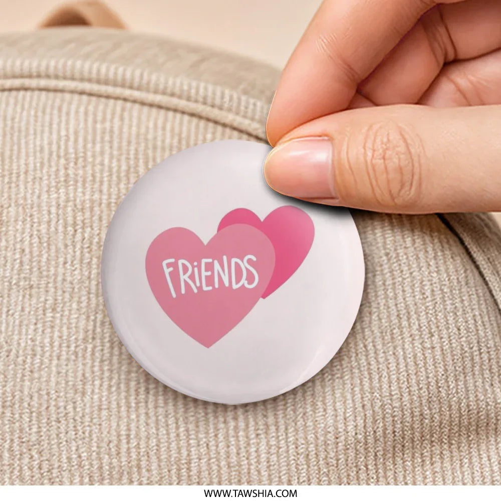 Best Friends Pinback Button, Friendship Hearts Pin, Cute BFF Gift, Matching Buttons, Friendship Jewelry, Pink Heart Pinback Buttons - Tawshia
