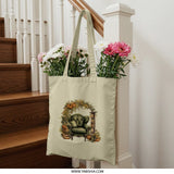 Autumn Reading Nook Tote, Cozy Fall Vibes, Literary Tote Bag, Book Lover Gift, Thanksgiving Harvest, Seasonal Tote, Library Card Tote - Tawshia