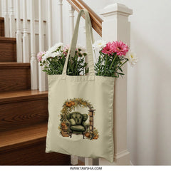 Autumn Reading Nook Tote, Cozy Fall Vibes, Literary Tote Bag, Book Lover Gift, Thanksgiving Harvest, Seasonal Tote, Library Card Tote - Tawshia