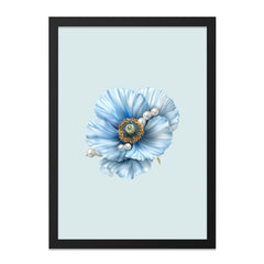Blue Poppy Wall Art, Floral Pearl Decor, Botanical Print, Elegant Home Decor, Feminine Wall Hanging, Modern Art Print, Nature Inspired Art - Tawshia