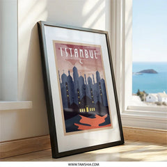 Istanbul Wall Art Print, Cityscape Art, Ottoman Art, Turkish Decor, Travel Poster, Home Decor, Unique Wall Decor, Islamic Art - Tawshia