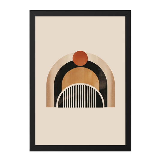Abstract Wall Art Print, Minimalist Geometric Art, Arches and Circle Design, Neutral Colors, Modern Home Decor, Office Art, Framed Wall Art - Tawshia