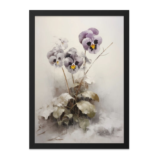 Floral Wall Art, Pansy Flower Print, Botanical Wall Decor, Vintage Flower Art, Purple Flower Painting, Floral Art Print, Home Decor, Framed - Tawshia