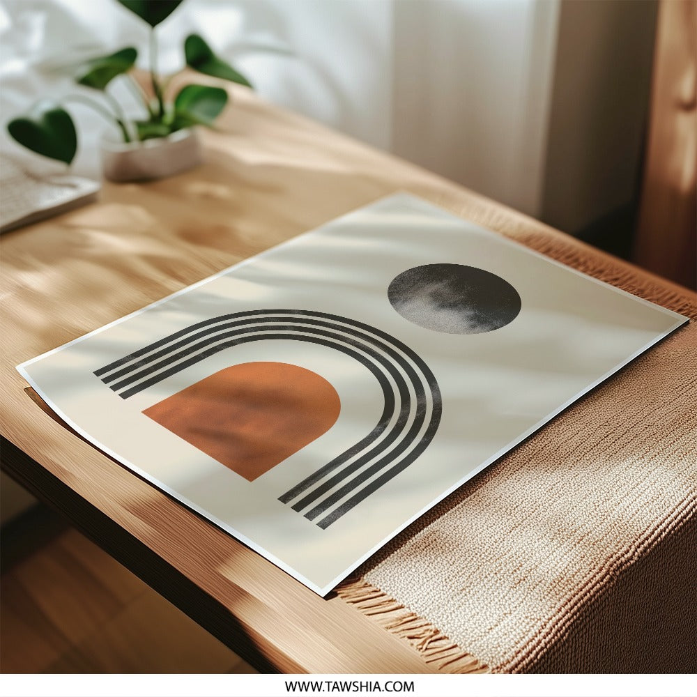 Abstract Photographic Print, Geometric Wall Art, Boho Decor, Modern Art Print, Circle Arch Poster, Minimalist Home Decor, Wall Decor Print - Tawshia