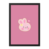 Pink Bunny Wall Art, Cute Animal Print, Nursery Decor, Kawaii Rabbit Poster, Baby Room Art, Pastel Illustration, Childrens Room Print - Tawshia