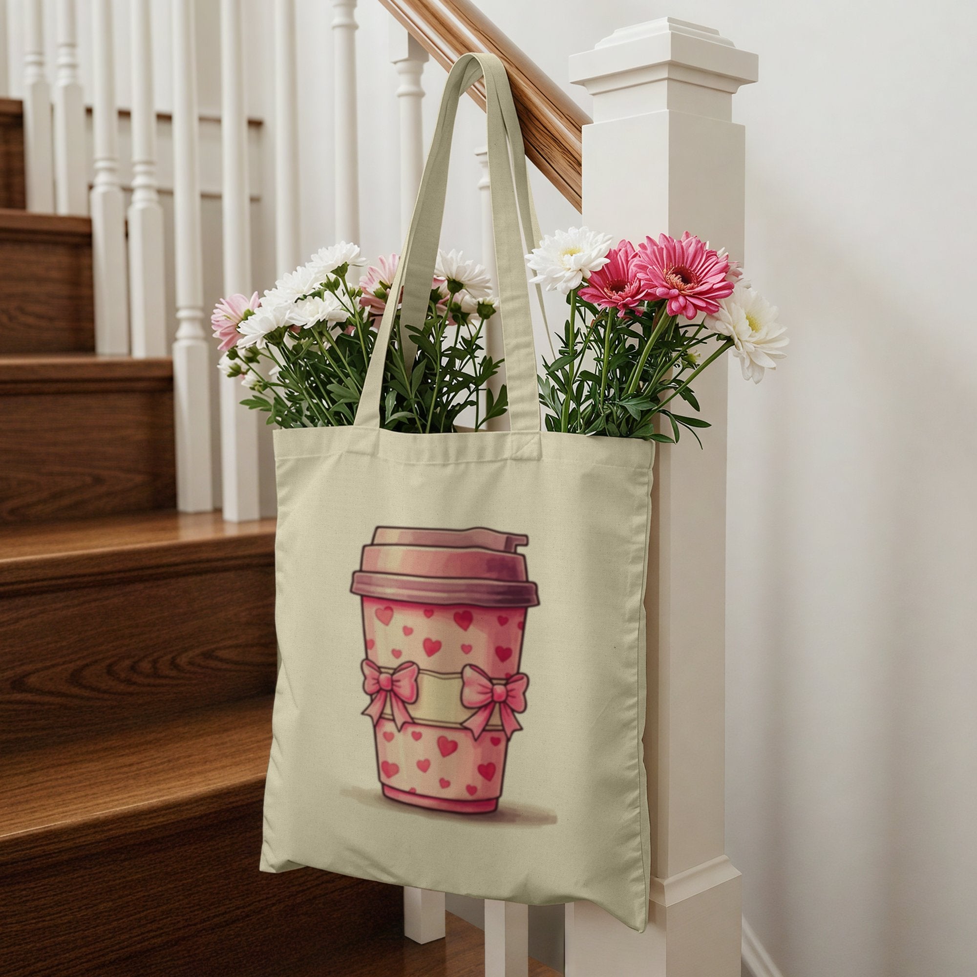Stylish Tote Bag with Heart Cup Design product type