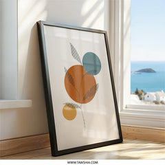 Abstract Leaves Wall Art, Geometric Print, Modern Art Print, Botanical Wall Decor, Contemporary Art, Circle Wall Art, Living Room Art - Tawshia