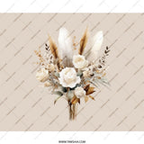 Boho Floral Mouse Pad, Cream Rose Bouquet, Feather Accents, Trendy Office Decor, Unique Computer Accessory, Stylish Workspace - Tawshia