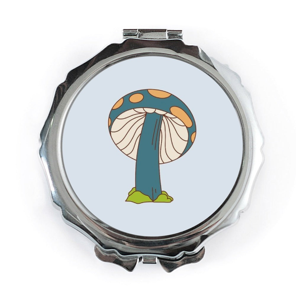 Groovy Mushroom Pocket Mirror, Retro Fungi Design, Portable Makeup Mirror, Cute Funky Gift, Trendy Travel Mirror - Tawshia