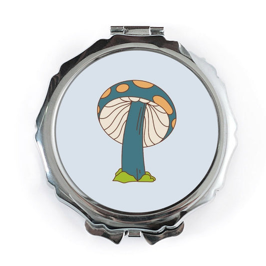 Groovy Mushroom Pocket Mirror, Retro Fungi Design, Portable Makeup Mirror, Cute Funky Gift, Trendy Travel Mirror - Tawshia