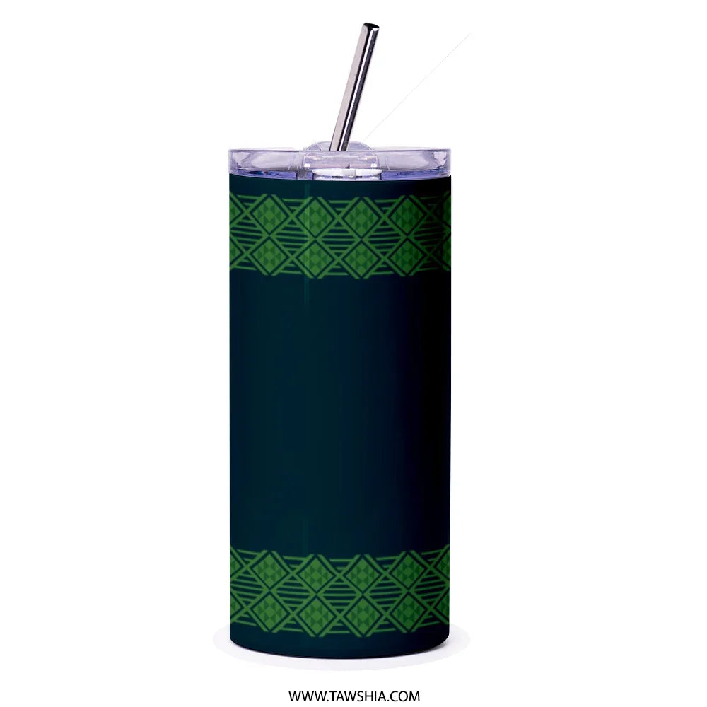 Stylish Dual Green Geometric Patterned Tumbler product