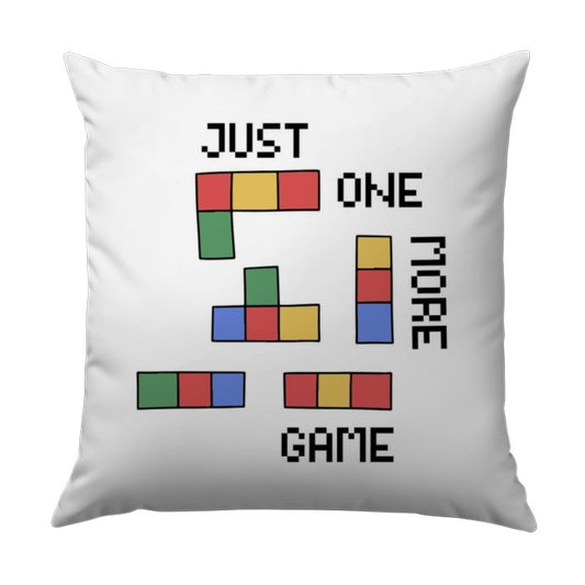 Just One More Game Pillow, Tetris Inspired Pillow, Video Game Lover Pillow, Gamer Gift Idea, Colorful Pixel Art Throw Pillow - Tawshia
