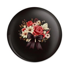 Floral Bouquet Pinback Button, Roses Daisies Button, Ribbon Bow Flower Button, Elegant Flower Pin Button, Floral Gift Pinback - Tawshia