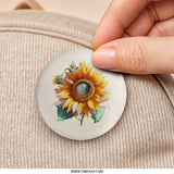 Sunflower Pinback Button, Floral Art Pin, Cute Summer Accessory, Botanical Badge, Trendy Pin, Gift Idea, Flower Lover Button, Nature - Tawshia