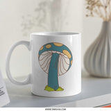 Mushroom Mug, Blue Mushroom Design, Whimsical Mug, Cute Tea Mug, Coffee Lover Gift, Kitchen Decor, Fungi Mug, Unique Mug Gift - Tawshia