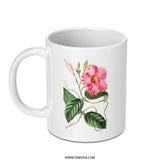 Pink Allamanda Flower Mug, Floral Botanical Coffee Mug, Vintage Flower Mug, Nature Lover Mug, Gift Mug - Tawshia