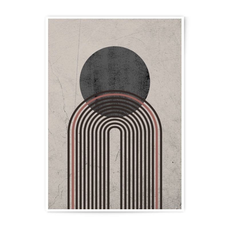 Abstract Geometric Art Photographic Print, Modern Minimalist Wall Decor, Bauhaus Inspired Artwork, Circle and Arches Art Print - Tawshia