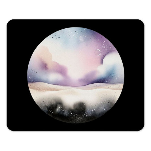 Watercolor Galaxy Mouse Pad, Celestial Desk Decor, Purple Sky Art, Crescent Moon Design, Office Gift, Unique Computer Accessory - Tawshia
