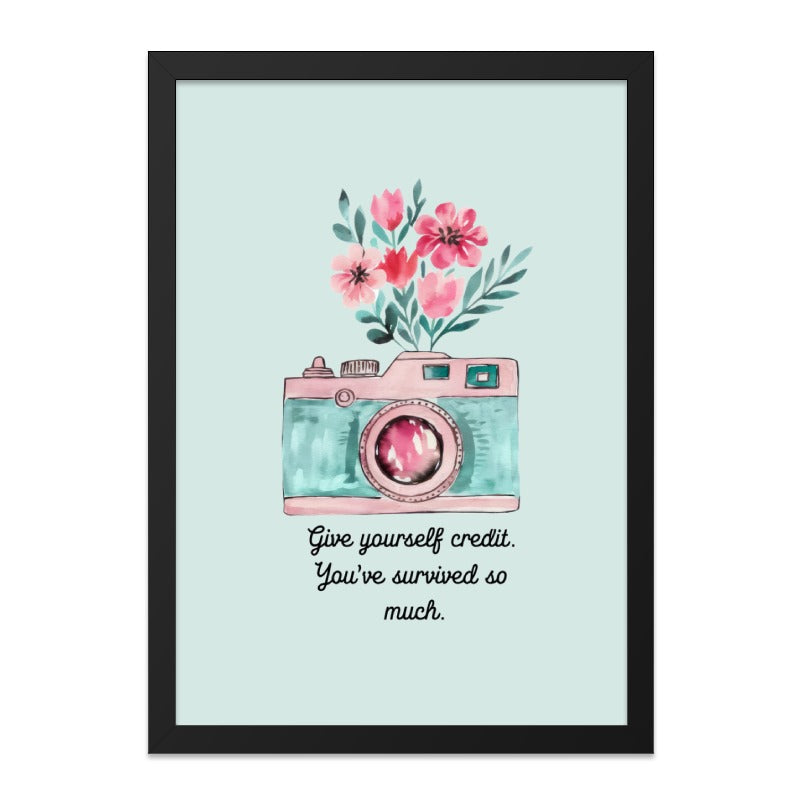 Camera Wall Art, Floral Camera Print, Inspirational Quote Art, Turquoise Pink Decor, Positive Affirmation Art, Unique Wall Art - Tawshia