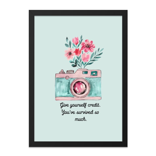Camera Wall Art, Floral Camera Print, Inspirational Quote Art, Turquoise Pink Decor, Positive Affirmation Art, Unique Wall Art - Tawshia