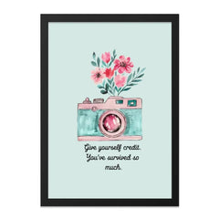 Camera Wall Art, Floral Camera Print, Inspirational Quote Art, Turquoise Pink Decor, Positive Affirmation Art, Unique Wall Art - Tawshia