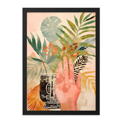 Tropical Wall Art Print, Hand and Plant Art, Exotic Decor, Modern Home Decor, Nature Inspired Wall Decor, Botanical Art Print, Framed Art - Tawshia