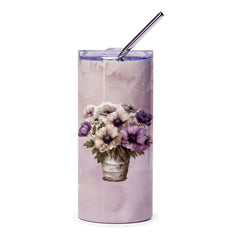 Floral Tumbler, Anemone Flower, Purple Flower Tumbler, Flower Arrangement Tumbler, Elegant Tumbler, Travel Mug, Gift For Her, For Mom - Tawshia