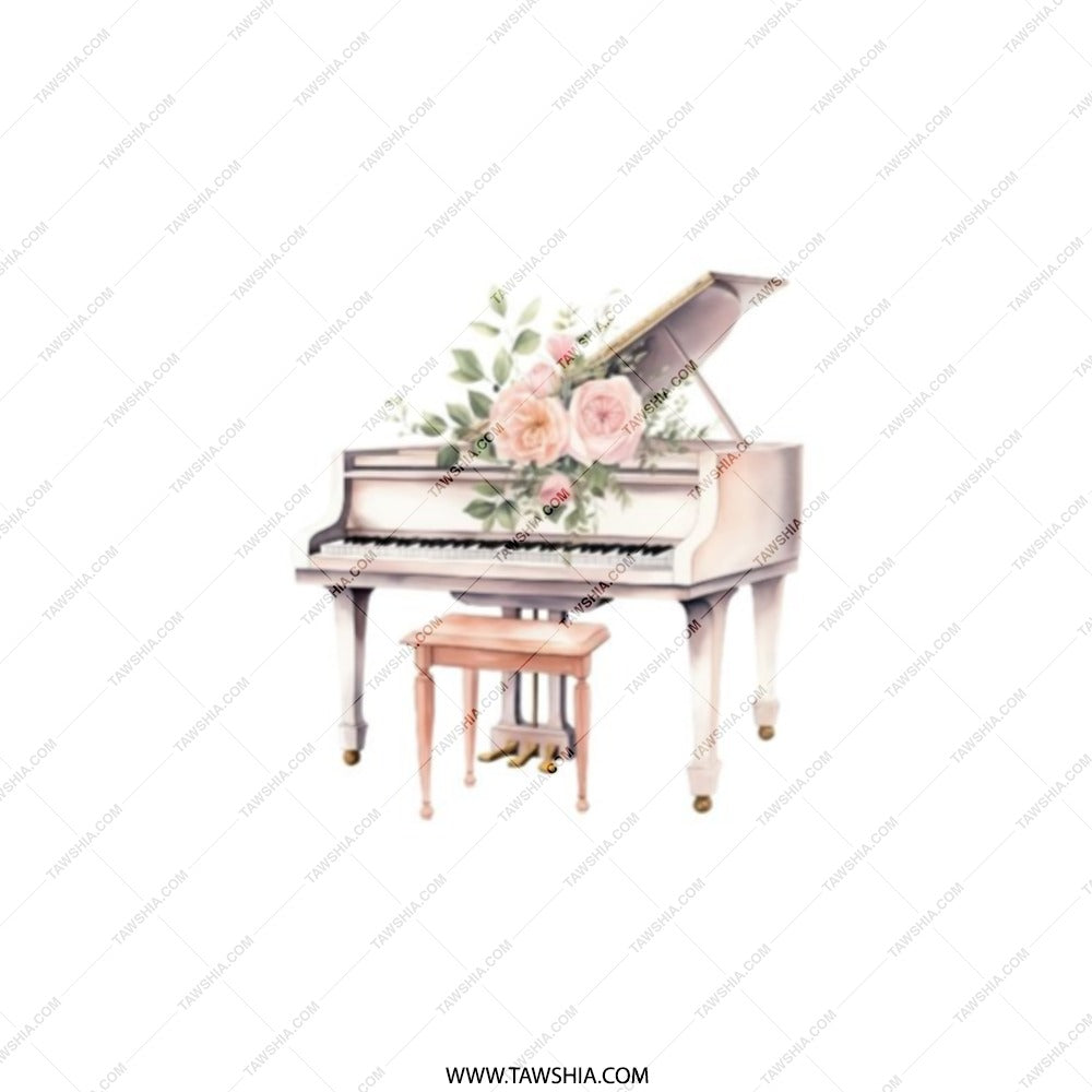 Floral Piano Pocket Mirror, Elegant Compact Mirror, Music Lover Gift, Aesthetic Travel Mirror, Purse Mirror, Makeup Mirror, Bridesmaid Gift - Tawshia