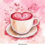 Pink Latte Heart Art Pinback, Coffee Lover Pin, Valentines Day Gift, Aesthetic Cute Button Badge, Heart Latte Art Pinback - Tawshia