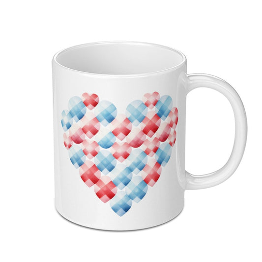 Love Heart Mug, Red and Blue Hearts Coffee Mug, Valentine's Day Gift, Cute Mug, Gift for Her, Hearts Mug, Unique Mugs, Holiday Mugs - Tawshia