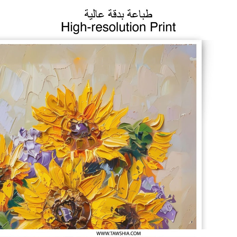 Sunflower Photographic Print, Floral Wall Decor, Still Life Art Print, Sunflower Painting Photo, Bright Home Decor, Summer Flower Print - Tawshia