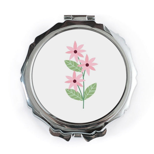 Pink Floral Pocket Mirror, Flower Pocket Mirror, Cute Compact Mirror, Cosmetic Mirror, Gift for Her, Floral Gift, Women's Mirror - Tawshia