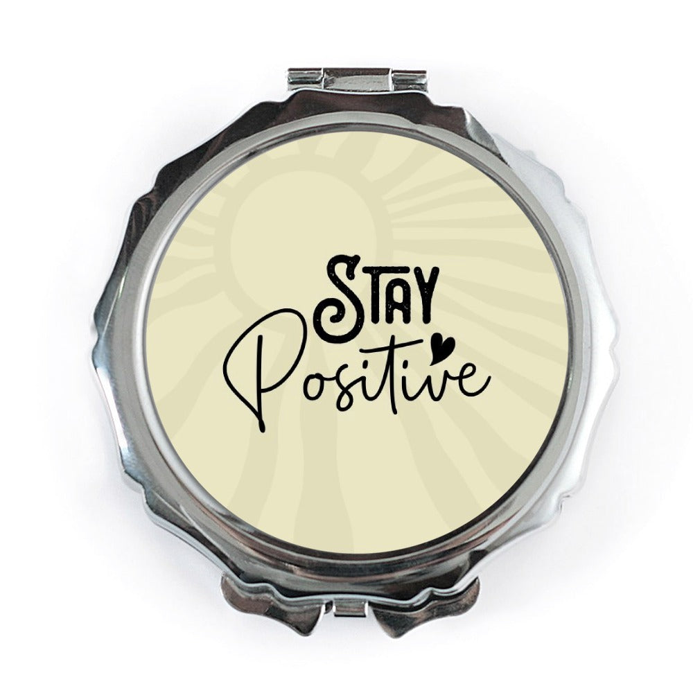 Stay Positive Pocket Mirror, Motivational Gift, Compact Mirror, Affirmation Mirror, Inspirational Pocket Mirror, Good Vibes - Tawshia