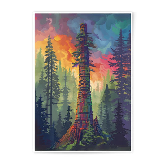 Totem Pole Photographic Print, Forest Art Print, Colorful Totem Art, Nature Photography, PNW Decor, Northwest Art, Wall Decor - Tawshia