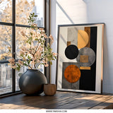 Abstract Geometric Wall Art, Modern Art Print, Circle Square Wall Decor, Contemporary Art Poster, Living Room Art, Office Wall Decor - Tawshia