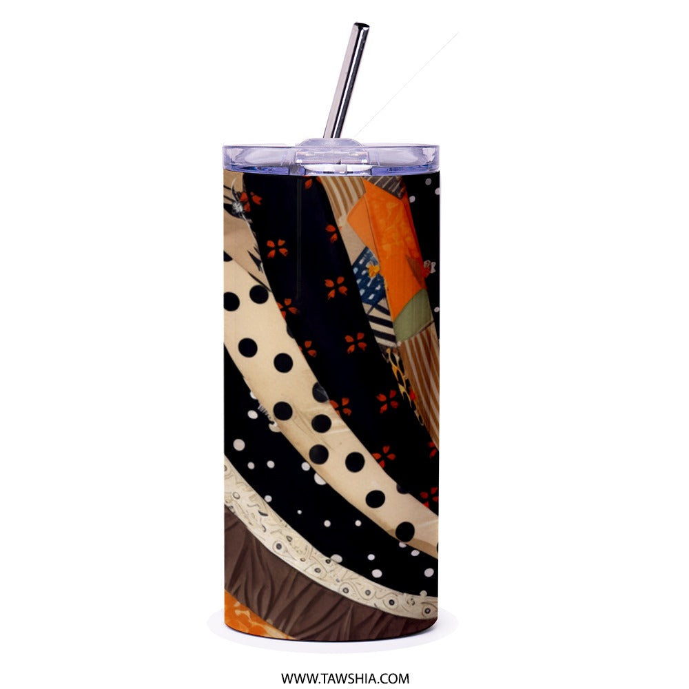 Checkerboard Tumbler, Polka Dots Tumbler, Floral Tumbler, Patterned Tumbler, Unique Gift, Stylish Tumbler, Travel Mug, Coffee Tumbler - Tawshia