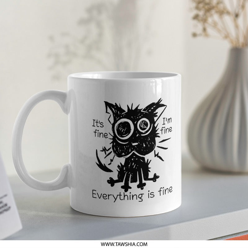 Everything is Fine Cat Design Funny Mug product