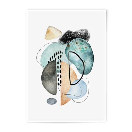 Abstract Watercolor Art Photographic Print, Modern Shapes Wall Decor, Contemporary Art Print, Living Room Artwork, Minimalist Home Design - Tawshia
