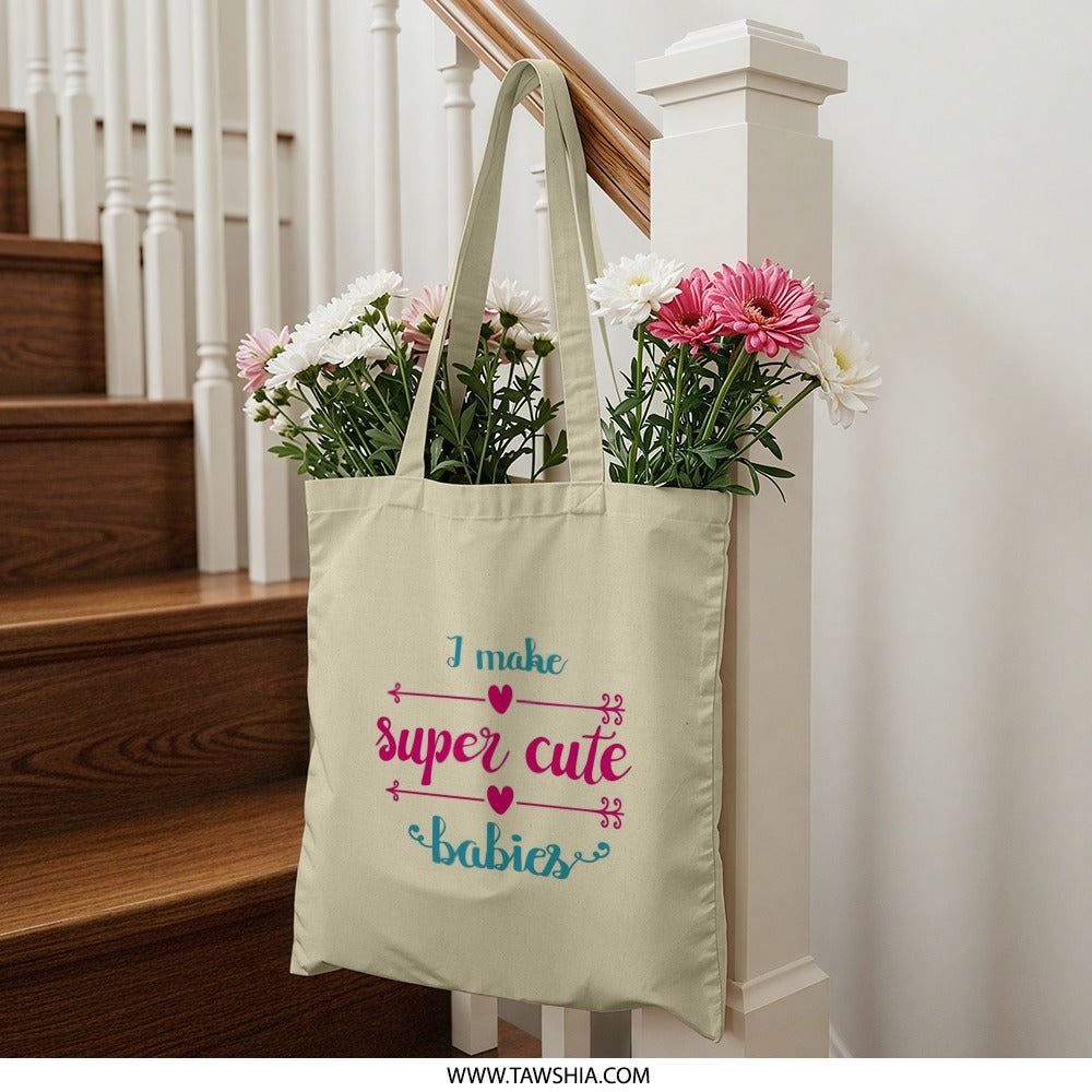 Super Cute Babies Tote Bag, Funny Mom Tote, Mother's Day Gift, New Mom Bag, Baby Shower Gift, Pregnancy Announcement Tote, Gift for Moms - Tawshia