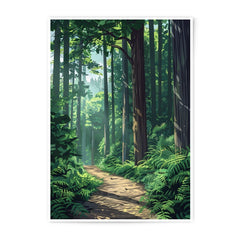 Forest Path Photographic Print, Green Woods, Nature Art, Peaceful Scene, Wall Decor, Home Decor, Forest Illustration - Tawshia