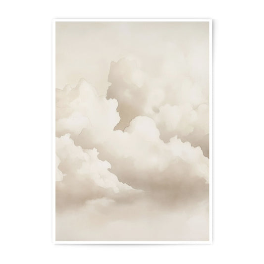 Beige Clouds Photographic Print, Sky Wall Art, Neutral Home Decor, Atmospheric Landscape Photography, Calming Clouds Print - Tawshia