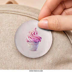 Ice Cream Pinback, Pink Dessert Pin, Cute Food Pin, Sweet Treat Button, Kawaii Badge, Yummy Accessory, Stylish Pinback, Unique Gift - Tawshia
