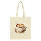 Latte Art Tote Bag, Coffee Lover Gift, Cute Coffee Cup, Watercolor Design, Unique Tote, Stylish Shopper, Everyday Bag, Trendy Gift Idea - Tawshia