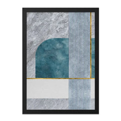 Modern Abstract Wall Art, Geometric Print Decor, Minimalist Art Poster, Blue and Gray Wall Decor, Contemporary Home Art, Framed Art - Tawshia