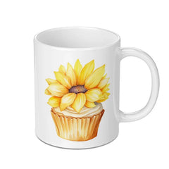 Sunflower Cupcake Mug, Floral Mug, Cute Mug, Coffee Mug, Gift for Her, Tea Mug, Summer Mug, Novelty Mug SKU: MG10004201 - Tawshia