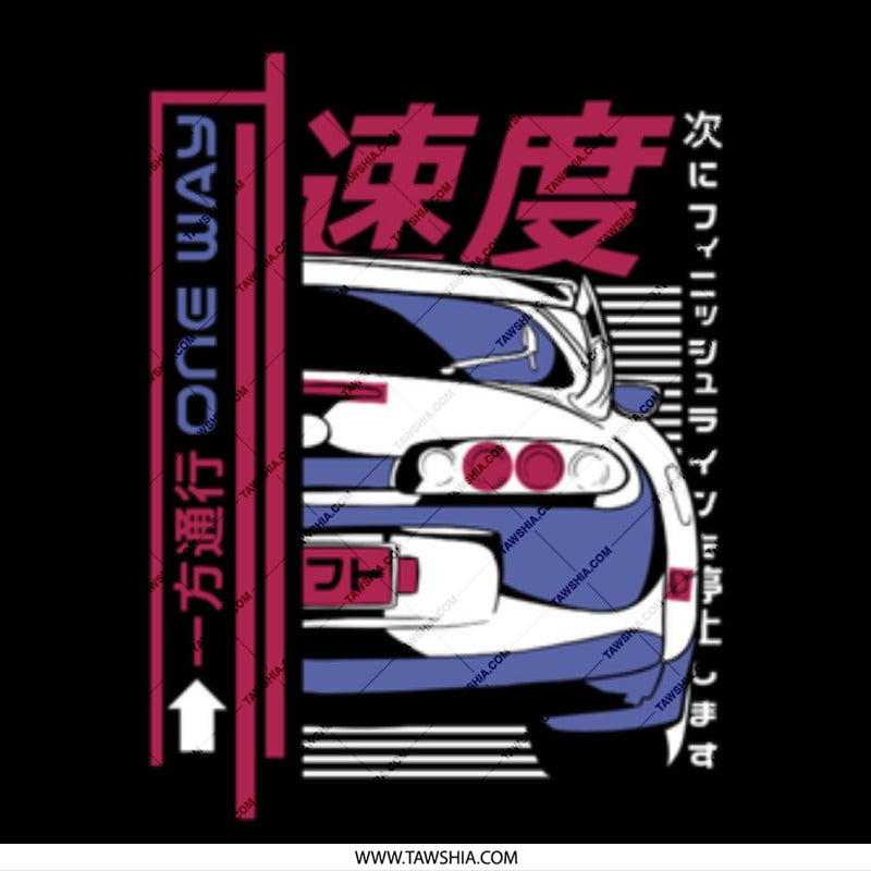 High Speed One Way Japanese Car Graphic T-shirt product