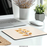 Floral Mouse Pad, Botanical Computer Accessory, Beige Yellow, Modern Office Decor, Nature Inspired, Aesthetic Gift, Desk Mat, Mousepad - Tawshia